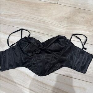Chic Black Satin Corset Top